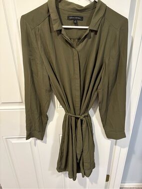 Banana Republic Olive Tie-Waist Long Sleeve Shirt Dress